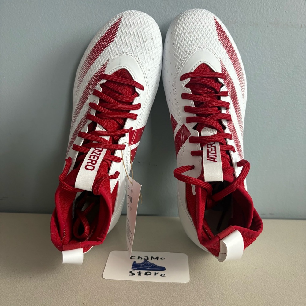 adidas Adizero Impact Football Cleats White Red Shoes IF2477 Men’s Sz 8.5 - Picture 6 of 9